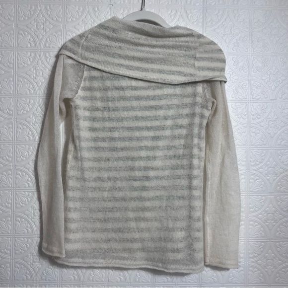 Anthropologie Moth Ivory Striped Layered Cowl Neck Sweater - Picture 7 of 10